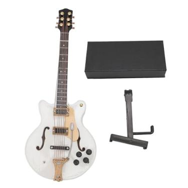 Imagem de Yosoo Mini Modelo de Guitarra de Madeira Decoração de Casa Em Miniatura, Réplica de Guitarra Colecionável Com Estojo, Ornamento de Instrumento Musical Oco para Exibição Em Prateleiras
