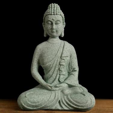 Imagem de FENNYYAR Estátua de Buda Doméstica Zen Espírito Budismo, 11,5 cm 11,4 cm, Escultura Mesa Ornamento de Sala de Estar