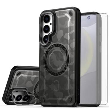 Imagem de Capa de celular para Samsung Galaxy S24 Plus/S25 Plus S24+ S25+ 5G Capa magnética com protetor de tela e suporte rígido de carregamento sem fio pintado S24Plus 24S + S 24 24+ S25Plus 25S 25+ SM-S936U