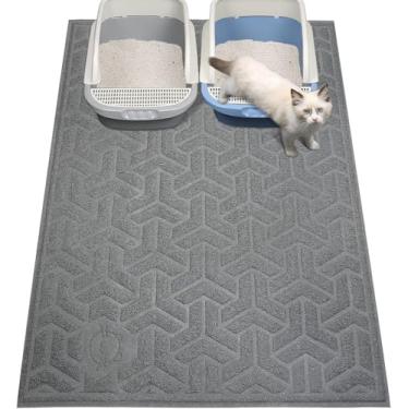 Imagem de UPSKY Tapete de areia para gatos, tapete de armadilha de areia GG macio em patas de gatinho, tapete grande para caixa de areia 89 cm x 119 cm, controle de dispersão para gatos internos, à prova d'água