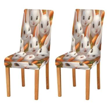 Imagem de SEHANY Lindas capas de cadeira de coelho de conto de fadas para sala de jantar, conjunto de 4, capa protetora elástica removível e lavável para cadeira de jantar para cozinha, hotel, festa, decoração