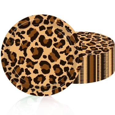 Imagem de Cekivina 20 peças de pratos de papel descartáveis com estampa de leopardo com estampa de leopardo, prato de jantar com tema de guepardo, para chá de panela, despedida de solteira, aniversário, animal