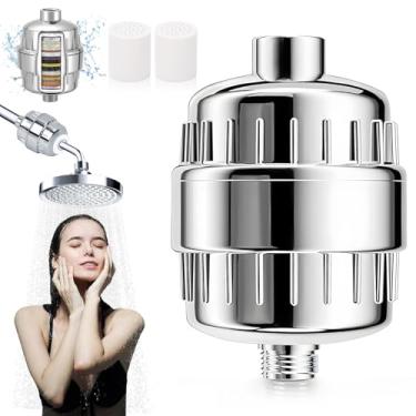 Imagem de Filtro de Chuveiro de 25 Estágios para Água Dura, Filtro de Cabeça de Chuveiro com 2 Cartuchos Substituíveis