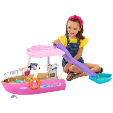 Imagem de Barco de Brinquedo da Barbie com 20 Peças, Incluindo Piscina, Golfinho Escorregador e Acessórios Temáticos do Oceano