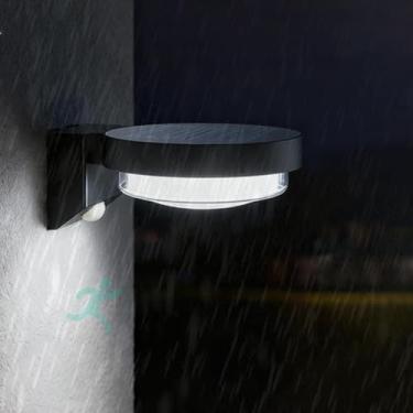 Imagem de GZZBMY LED Solare Exterior apliques de parede com sensor de movimento moderno candeeiros de parede IP65 impermeável exterior iluminação para jardim varanda terraço Pathway (luz branca preta, 1 peça)