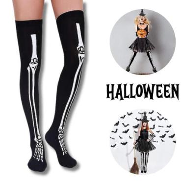 Imagem de Meia Calça Esqueleto Caveira Fantasia Halloween Carnaval - Bela Import