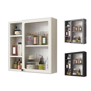 Imagem de Armário de remédios para banheiro, armário de armazenamento com economia de espaço, armário suspenso de aço para sala de estar, entrada, cozinha (cor: cinza claro, tamanho: 60 * 15 * 70 cm) (preto 50