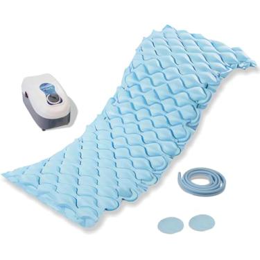 Imagem de KASHSURG Colchão de ar médico antidecúbito anti-escaras para cama de ar hospitalar com compressor bomba de sistema de pressão alternada (azul)