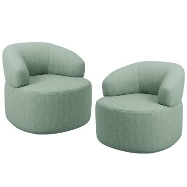 Imagem de Kit 02 Poltronas Giratória Orgânica Para Sala de Estar Living Helena L