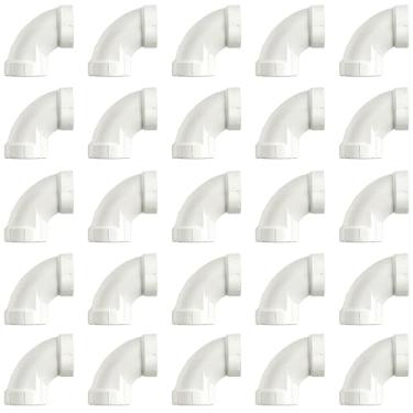 Imagem de SUPPLYGIANT Pacote com 25 3 polegadas PVC DWV 1/4 curva cotovelo 90 graus – Cubo x cubo dreno, acessórios de encanamento de resíduos e ventilação, branco