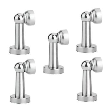 Imagem de Trava Portas Magnético Cromado Adesivo, Kit com 5 Unidades, Batedor Fixador de Porta