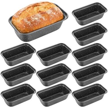 Imagem de Uiifan 12 peças de mini formas de pão para assar pão, antiaderente, pequenas formas de pão de banana, mini formas de pão para bolo de carne antiaderente, aço carbono para forno e assar (15 x 8,4 x 5