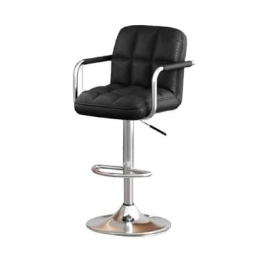 Imagem de Banco de bar de altura leve cadeira de luxo com encosto alto para casa cadeira alta giratória moderna bancos altos para ilha de cozinha (preto)