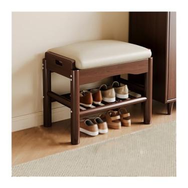 Imagem de Banco de sapato versátil para uso doméstico, porta de entrada, armário, banco sentado, uma porta de madeira maciça pode sentar rack (marrom, 45 cm)