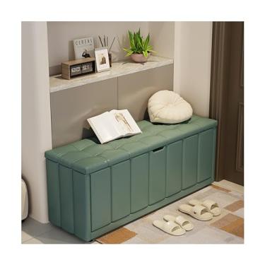 Imagem de Sapateira de madeira para entrada da porta da frente, armário de banco de armazenamento para entrada, com almofada de assento, 2 gavetas dobráveis, organizador de sapateira oculto, para hall de