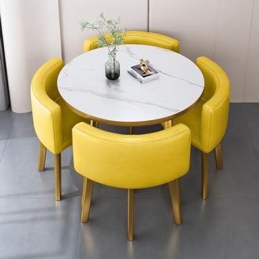 Imagem de Conjunto de mesa de jantar redonda e cadeira, mesa de recepção, combinação de mesa de negociação de escritório e cadeira com 1 mesa e 4 cadeiras para sala de estar e cozinha, etc.