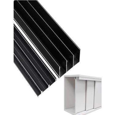 Imagem de Kit de trilho de porta de armário deslizante de 3 trilhas, sem sulcos de alumínio para guarda-roupa, armário, divisória de sala e portas de painel de madeira, ajustável 240 cm/94 pol, fácil instalação