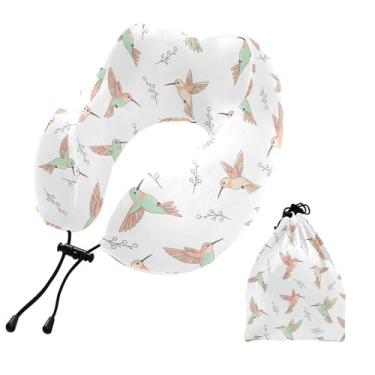Imagem de Burbuja Travesseiro de pescoço com galhos de pássaros para viagem, almofada de viagem de espuma viscoelástica para dormir, suporte de cabeça de avião de carro, lavável na máquina e portátil