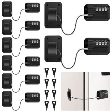 Imagem de UKQRRTC Pacote com 6 fechaduras para geladeira, combinação resistente, trava de segurança para crianças para tranquilidade, configuração sem esforço e uso conveniente para armários, gavetas, janelas e