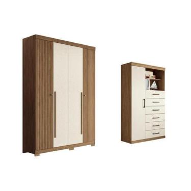Imagem de Guarda Roupa +Cômoda 2 Peças QC332 Jatoba/Areia - Santos Andirá