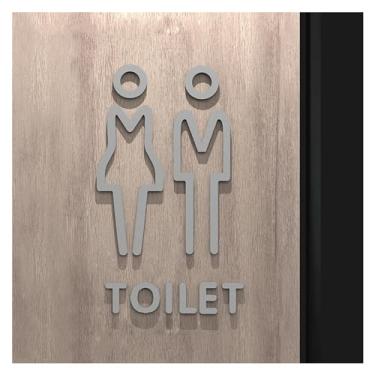 Imagem de Varões ocos de poliuretano preto dourado acrílico 22D placa de sinal de banheiro e sala de lavagem para suporte de etiqueta de parede de porta (7,18 x 11 cm)