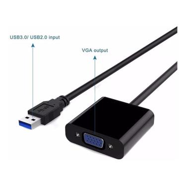 Imagem de CABO ADAPTADOR QUE CONVERTE USB 3.0 2.0 PARA VGA ATÉ 1920X1080 FULL HD 1080I 1080P WINDOWS XP SEVEN 7 OITO 10