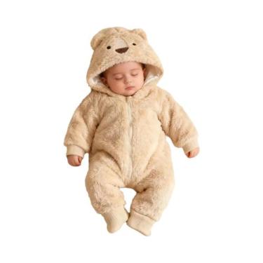 Imagem de Macacão De Pelúcia Quente De Inverno Para Bebês Com Chapéu, Design Ado