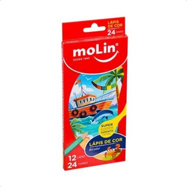 Imagem de Lápis de Cor Bicolor Color Dream Molin 12 Lápis 24 Cores