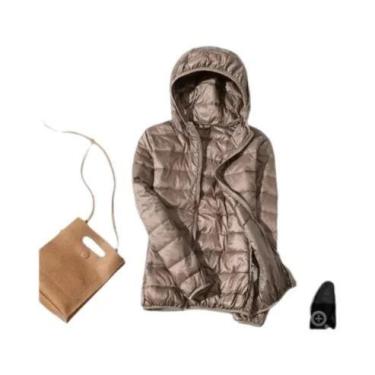 Imagem de Jaqueta Feminina De Inverno Ultraleve Fina De Pluma De Pato Branco Com