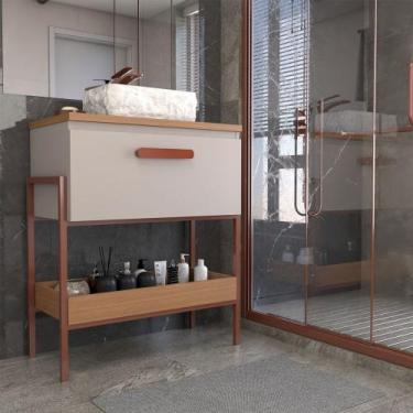 Imagem de Armário de Banheiro Andaluz 60 Cm 1 Porta 100% Mdf Cappuccino/Freijó -