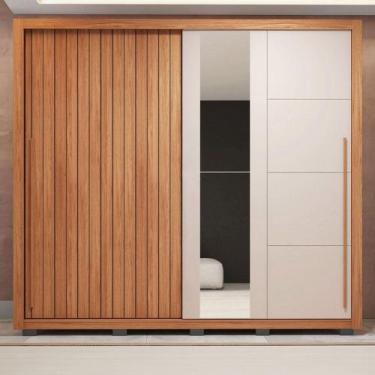 Imagem de Guarda-Roupa Casal Romanus 2 Portas 4 Gavetas com Espelho Freijó/Off W