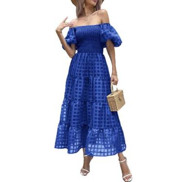 Imagem de Vestido PRETTYGARDEN talla XX grande, manga abullonada azul, maxi