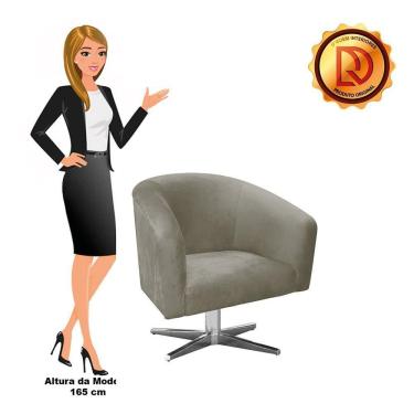 Imagem de Poltrona Giratória Stella Suede Marrom Rato Base