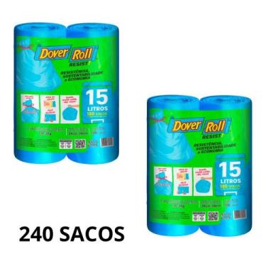 Imagem de Kit 2 pack saco para lixo dover roll resist 15 litros  reforçado, econ