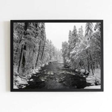 Imagem de Quadro Fotografia Floresta Com Neve 45X34Cm Com Vidro Preta