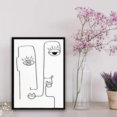 Imagem de Quadro Decorativo Minimalista One Line 24X18Cm Vidro Preta