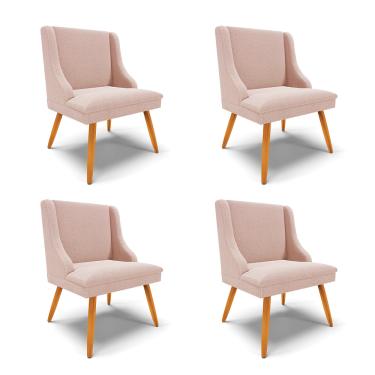 Imagem de Cadeira Sala de Jantar Pé Palito Castanho Kit 4 Liz Bouclê Rose D03 - D'Rossi