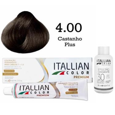 Imagem de Kit Coloração Itallian Color 4.00 Castanho Plus + Oxi 30
