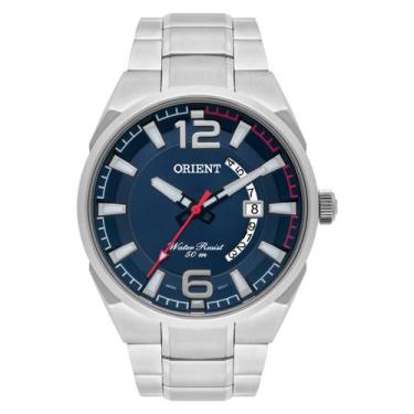 Imagem de Relógio Masculino Orient MBSS1336 Prateado Redondo, Azul