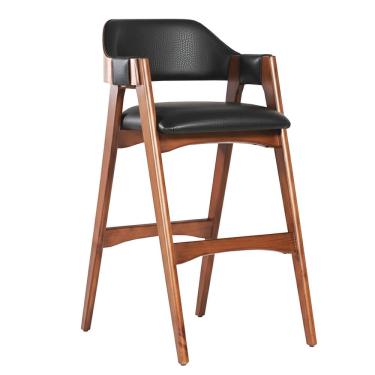 Imagem de Banqueta Alta em Madeira Lina Estofada Couríssimo Preto CCS