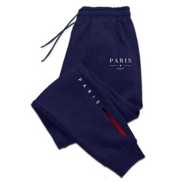 Imagem de Calças Jogger Masculinas Com Estampa Paris, Calças De Moletom Casuais 