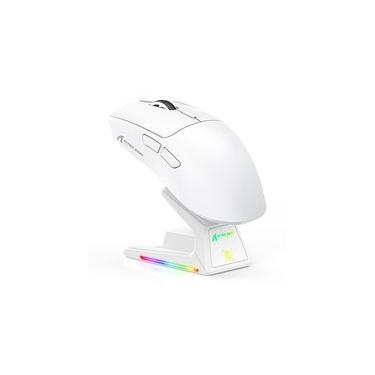 Imagem de Mouse Gamer sem Fio Attack Shark X1, Ultraleve, com Base de Carregamento Magnético RGB, Tri-Mode, 40.000 DPI, Sensor Óptico PAW3395 PRO, 6 Botões - Branco