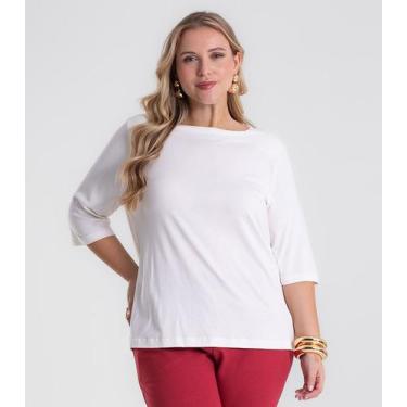 Imagem de Blusa Feminina Manga 3/4 Plus Size Secret Glam Bege, Plus G1, Bege