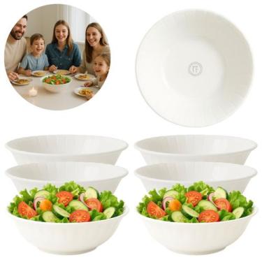 Imagem de 6 Tigelas Melamina Branca 1,3L Saladeira Profissional 23cm - Cascavel