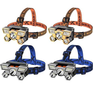 Imagem de Lanterna de Cabeça Farol LED 5 Luzes Recarregável USB à Prova D’água 4 Modos Preto OEM