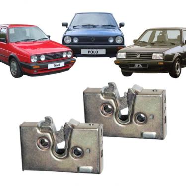 Imagem de Fechadura de Porta Dianteira Elétrica Esquerda F103 Volkswagen Golf Exportação G2 Jetta Polo Preto Acionamento Elétrico