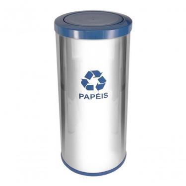 Imagem de Lixeira em Aço Inox com Tampa Meia Esfera Plástica 50L 50 Basculante com Balde Interno Inox Higipack