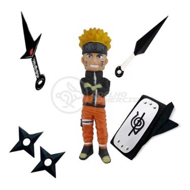 Imagem de Kit Boneco Action Figure Uzumaki Naruto Shippuden com Bandana Itachi Renegado, 2 Kunai e 2 Shuriken Tiktoys