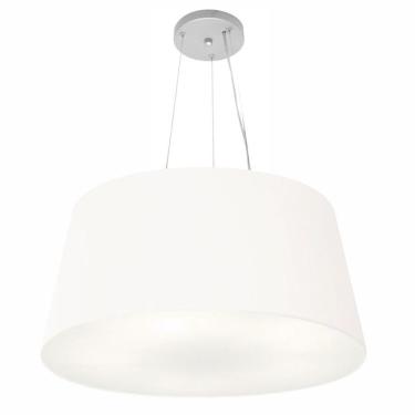 Imagem de Lustre Pendente Cone Md-4063 com Cúpula em Tecido Grande, Fio Ajustável 185CM, Branco V...