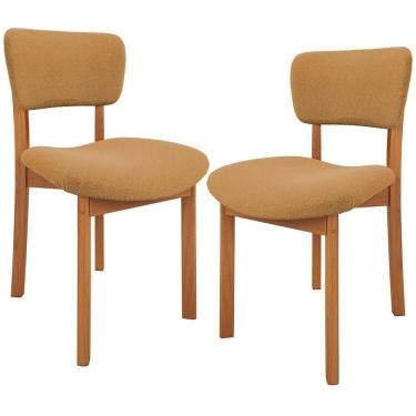 Imagem de Kit 02 Cadeiras Para Sala De Jantar Cozinha Living Estofada Dara L02 Bouclê Mostarda - Lyam Decor